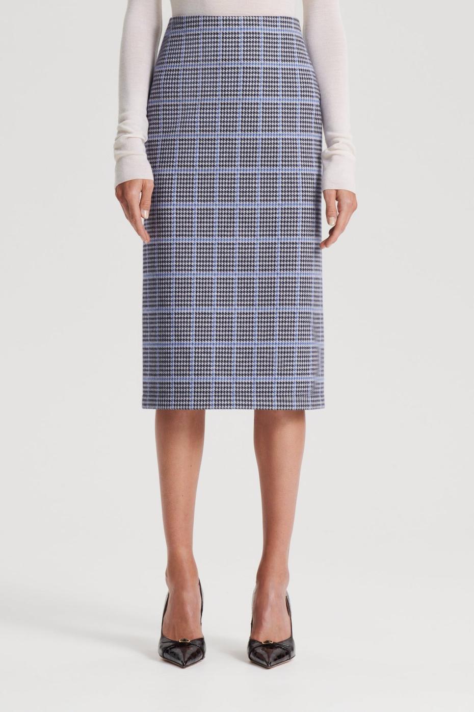 Skirts | Women Scanlan Theodore PLAID SCUBA SKIRT Cobalt