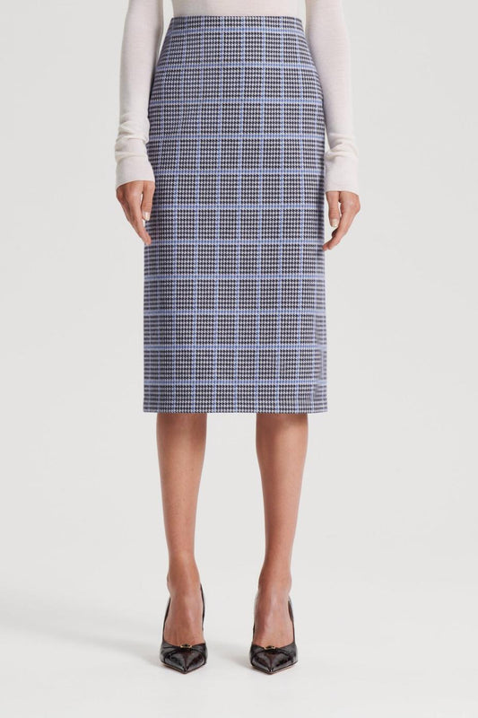 Skirts | Women Scanlan Theodore PLAID SCUBA SKIRT Cobalt