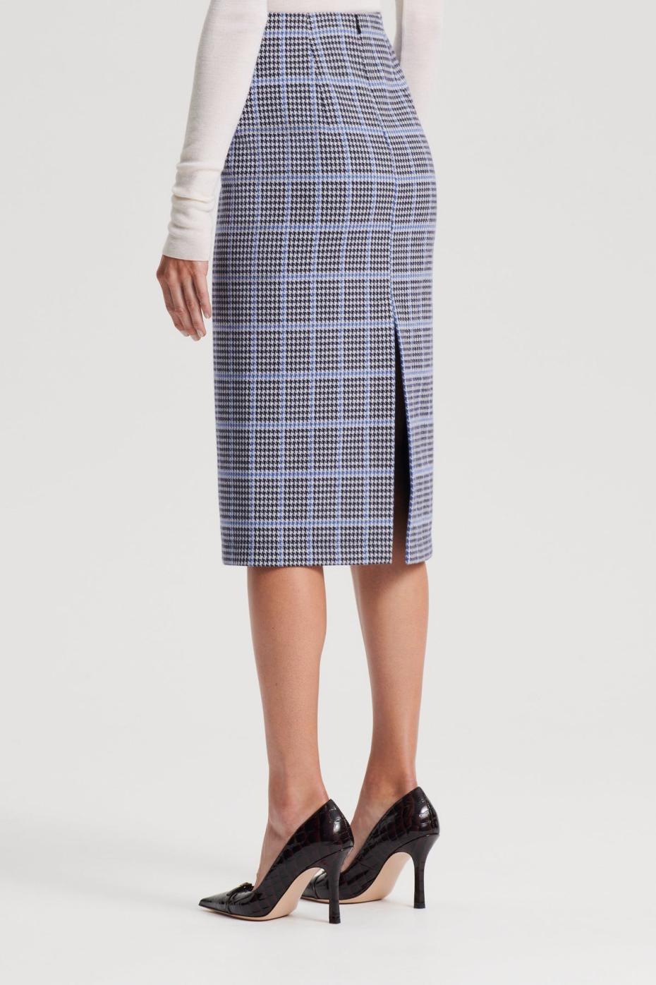 Skirts | Women Scanlan Theodore PLAID SCUBA SKIRT Cobalt