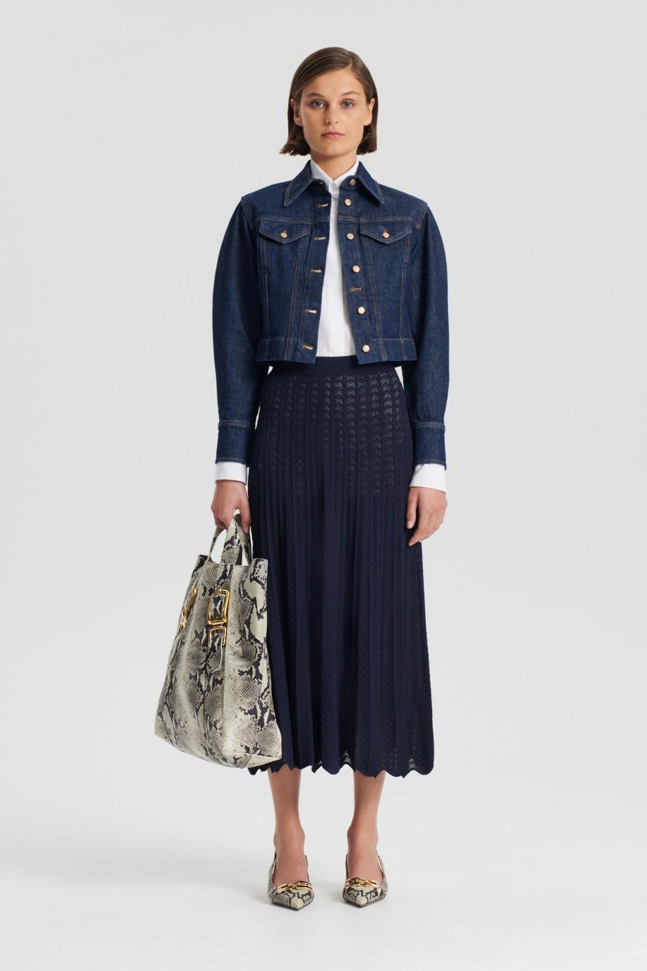 Skirts | Women Scanlan Theodore PLEAT LACE SKIRT Navy