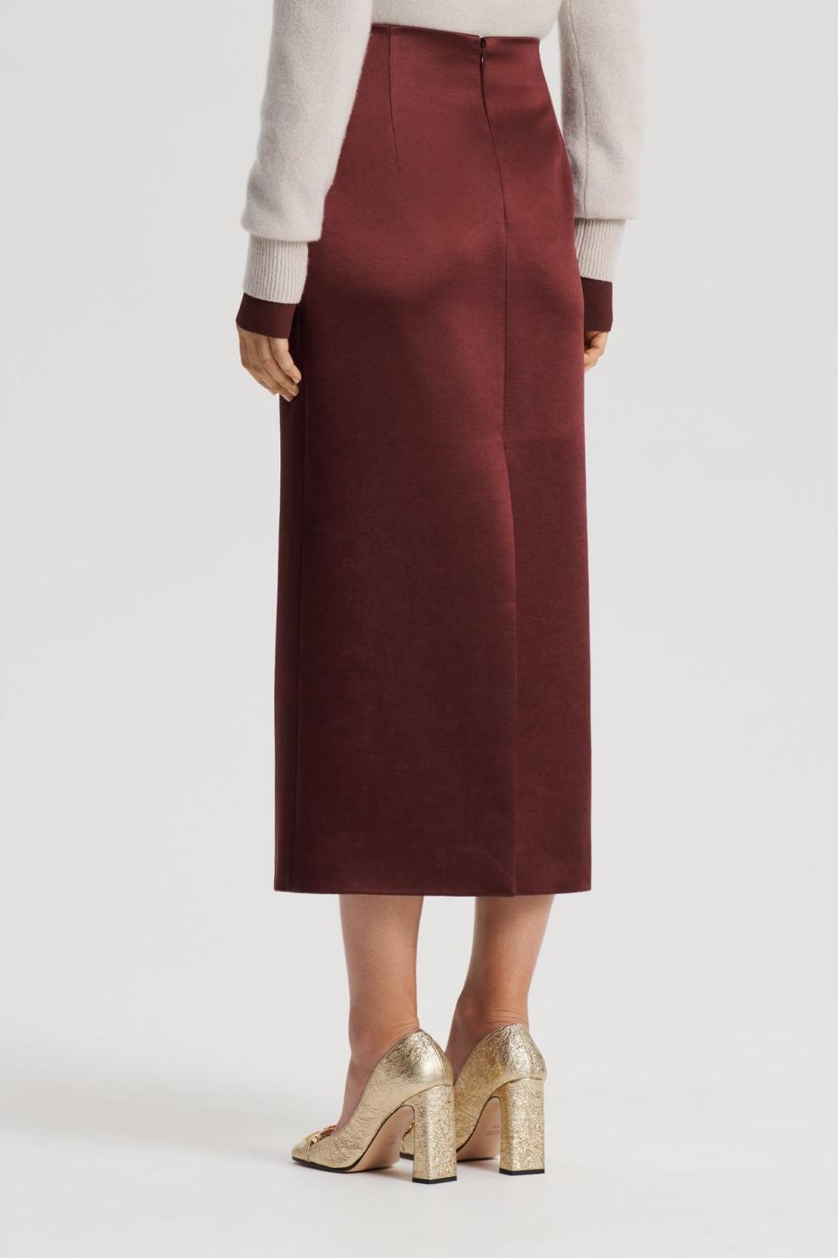 Skirts | Women Scanlan Theodore SATIN PENCIL SKIRT Burgundy