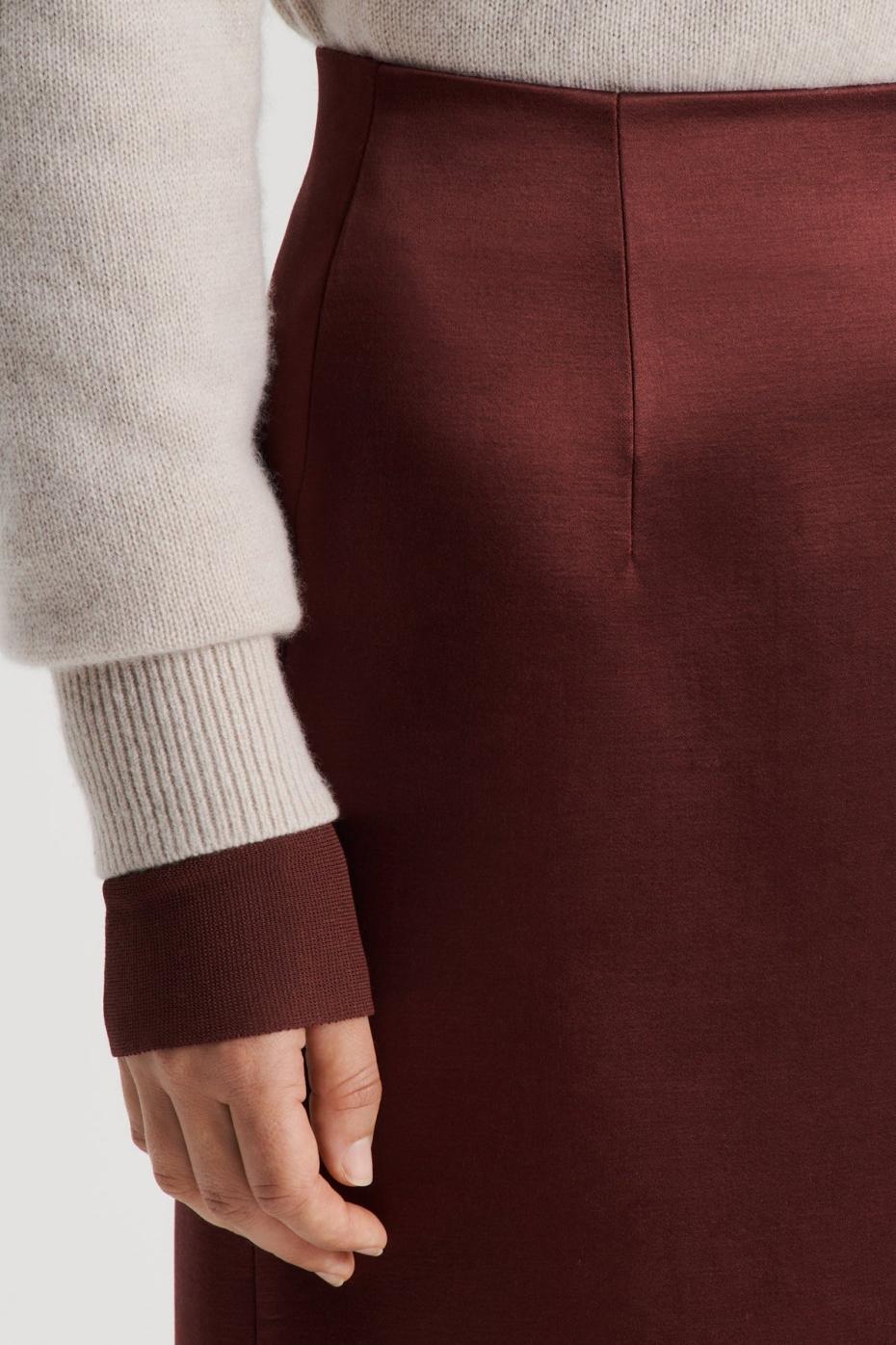 Skirts | Women Scanlan Theodore SATIN PENCIL SKIRT Burgundy