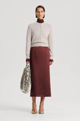 Skirts | Women Scanlan Theodore SATIN PENCIL SKIRT Burgundy