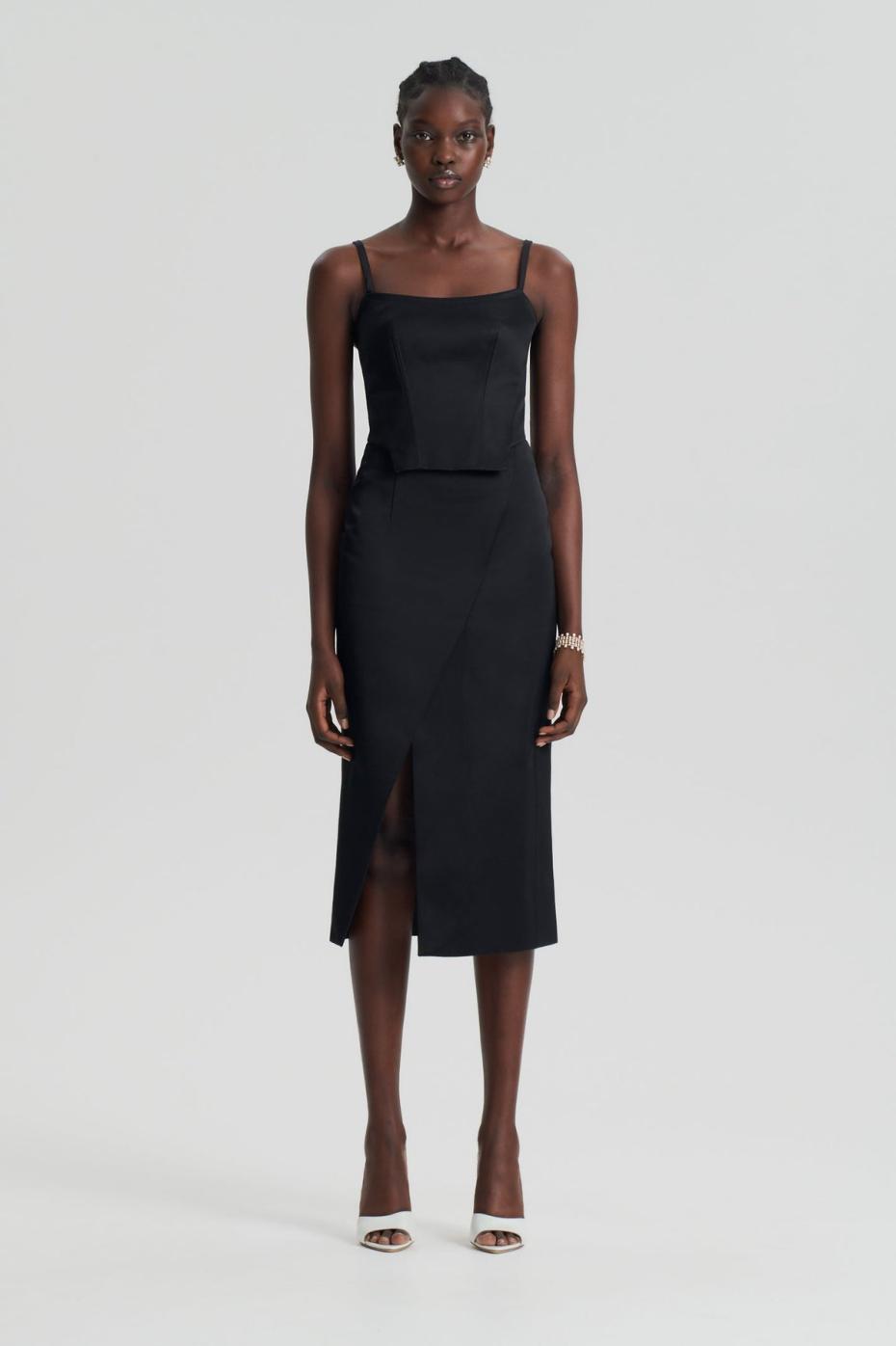 Skirts | Women Scanlan Theodore SATIN WRAP SKIRT Black