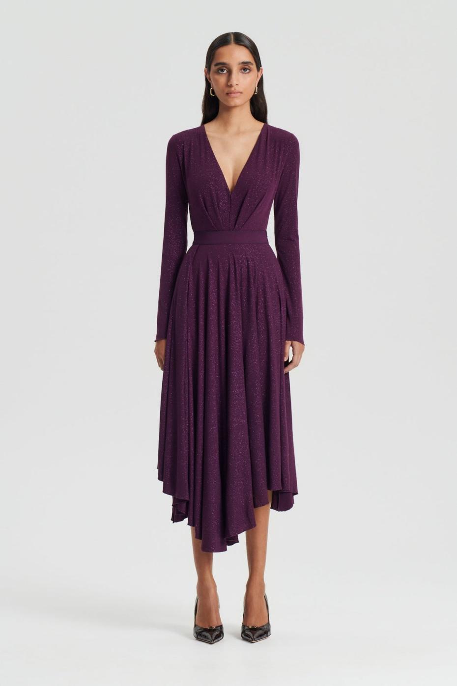 Skirts | Women Scanlan Theodore TINSEL DRAPE SKIRT Aubergine