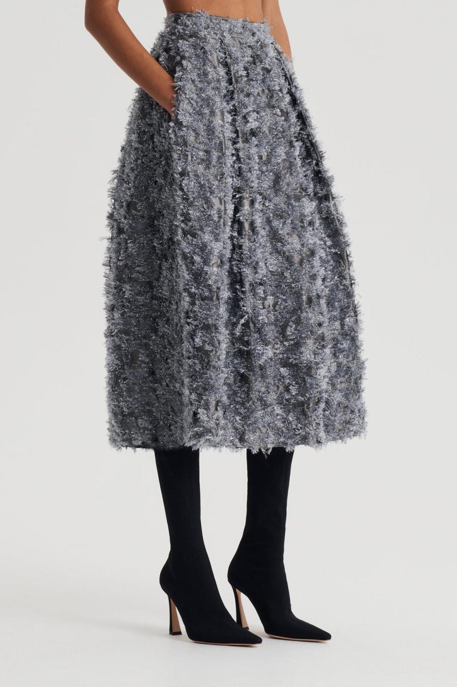 Skirts | Women Scanlan Theodore TINSEL FRINGE FULL SKIRT Dark.silver