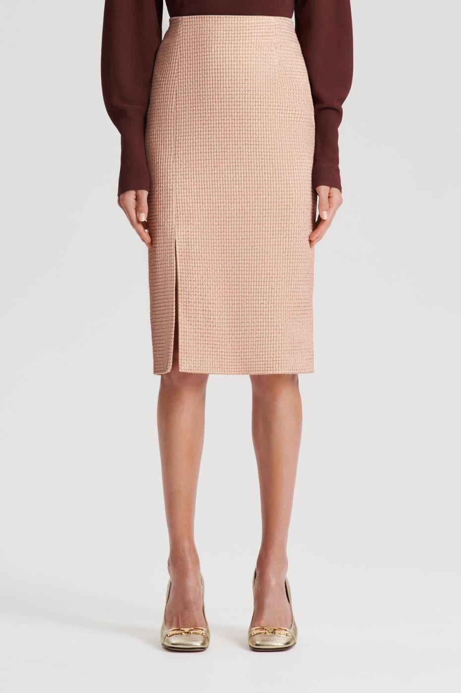 Skirts | Women Scanlan Theodore TINSEL GINGHAM SKIRT Rose.gold