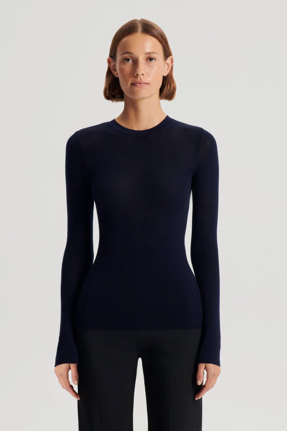 Sweaters | Women Scanlan Theodore Babywool Crew Neck Sweater Navy |Tops| Scanlan Theodore Babywool Crew Neck Sweater Navy /tops/ Scanlan Theodore