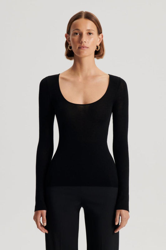 Sweaters | Women Scanlan Theodore BABYWOOL SCOOP NECK Black All