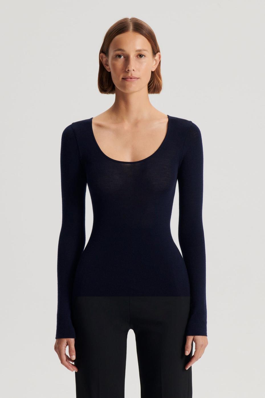 Sweaters | Women Scanlan Theodore BABYWOOL SCOOP NECK Navy All