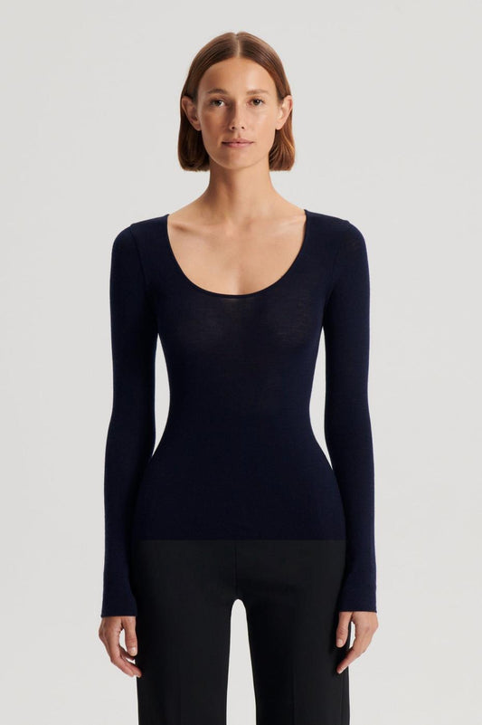 Sweaters | Women Scanlan Theodore BABYWOOL SCOOP NECK Navy All