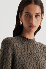 Sweaters | Women Scanlan Theodore BOUCLE SHOULDER PAD SWEATER Khaki