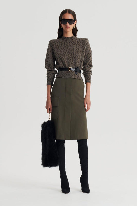 Sweaters | Women Scanlan Theodore BOUCLE SHOULDER PAD SWEATER Khaki