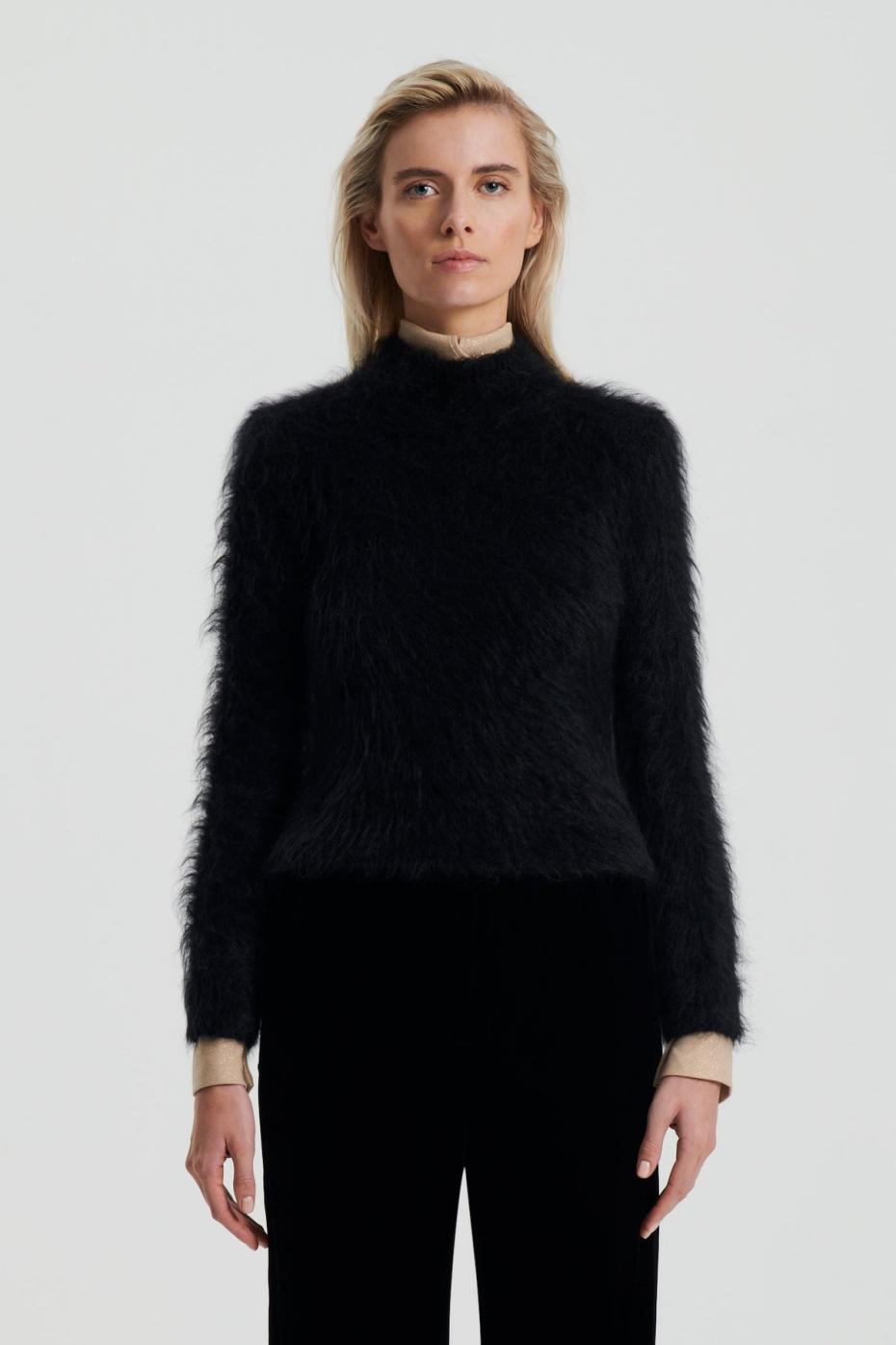 Sweaters | Women Scanlan Theodore BRUSHED MOHAIR SLIM SWEATER Black
