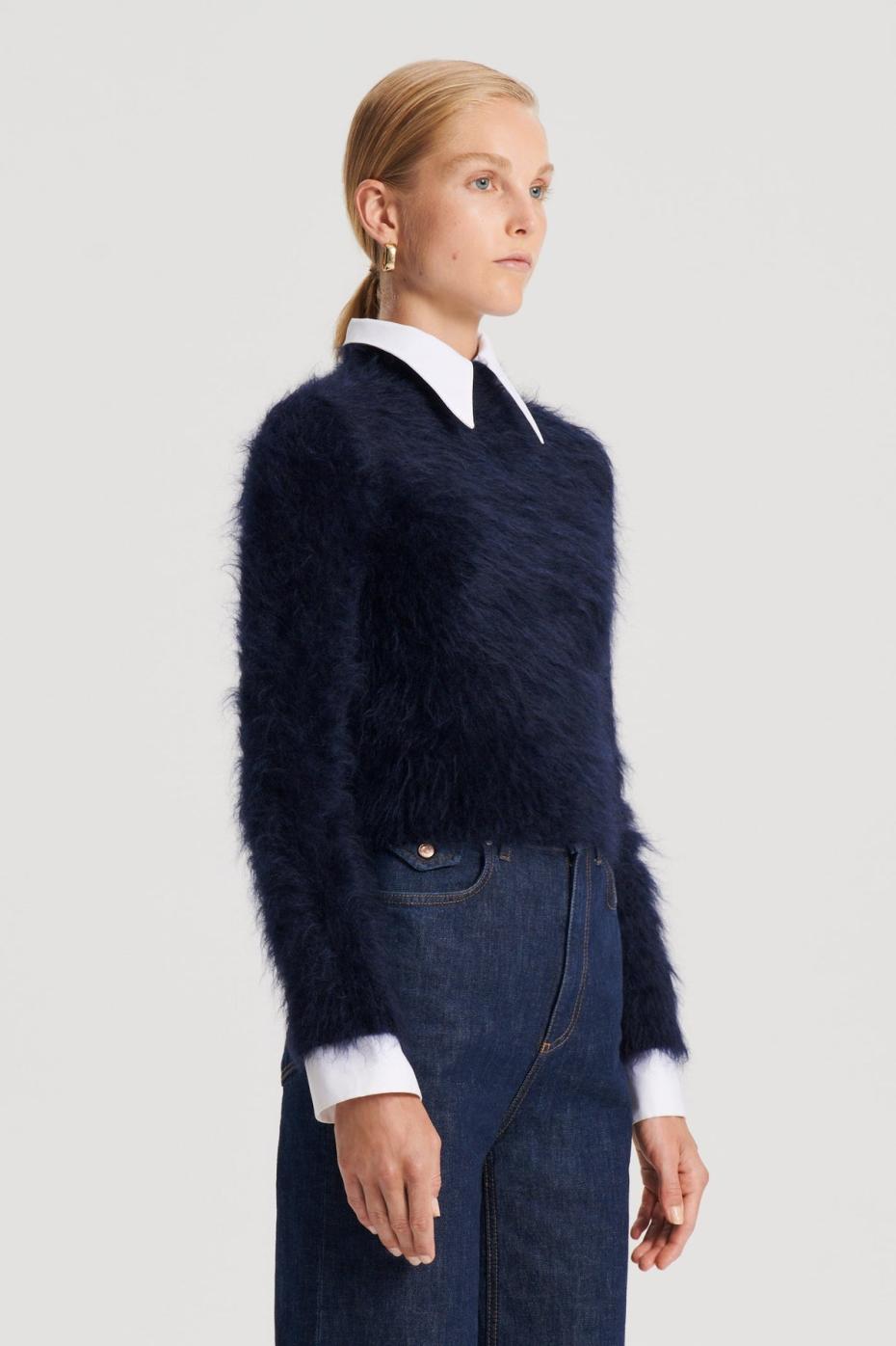 Sweaters | Women Scanlan Theodore BRUSHED MOHAIR SLIM SWEATER Navy