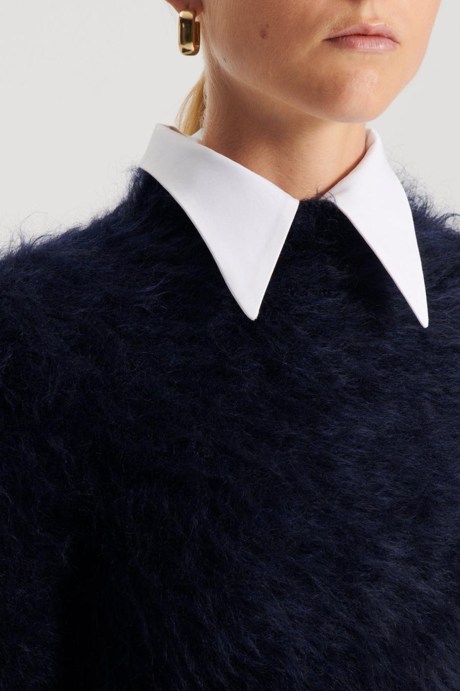 Sweaters | Women Scanlan Theodore BRUSHED MOHAIR SLIM SWEATER Navy