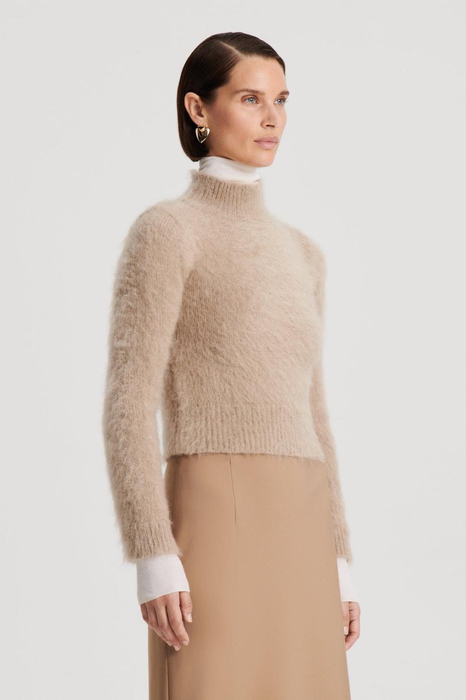 Sweaters | Women Scanlan Theodore BRUSHED MOHAIR SLIM SWEATER Nougat