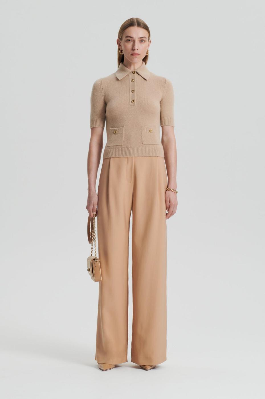 Sweaters | Women Scanlan Theodore CASHMERE SLIM FIT SHIRT Oat