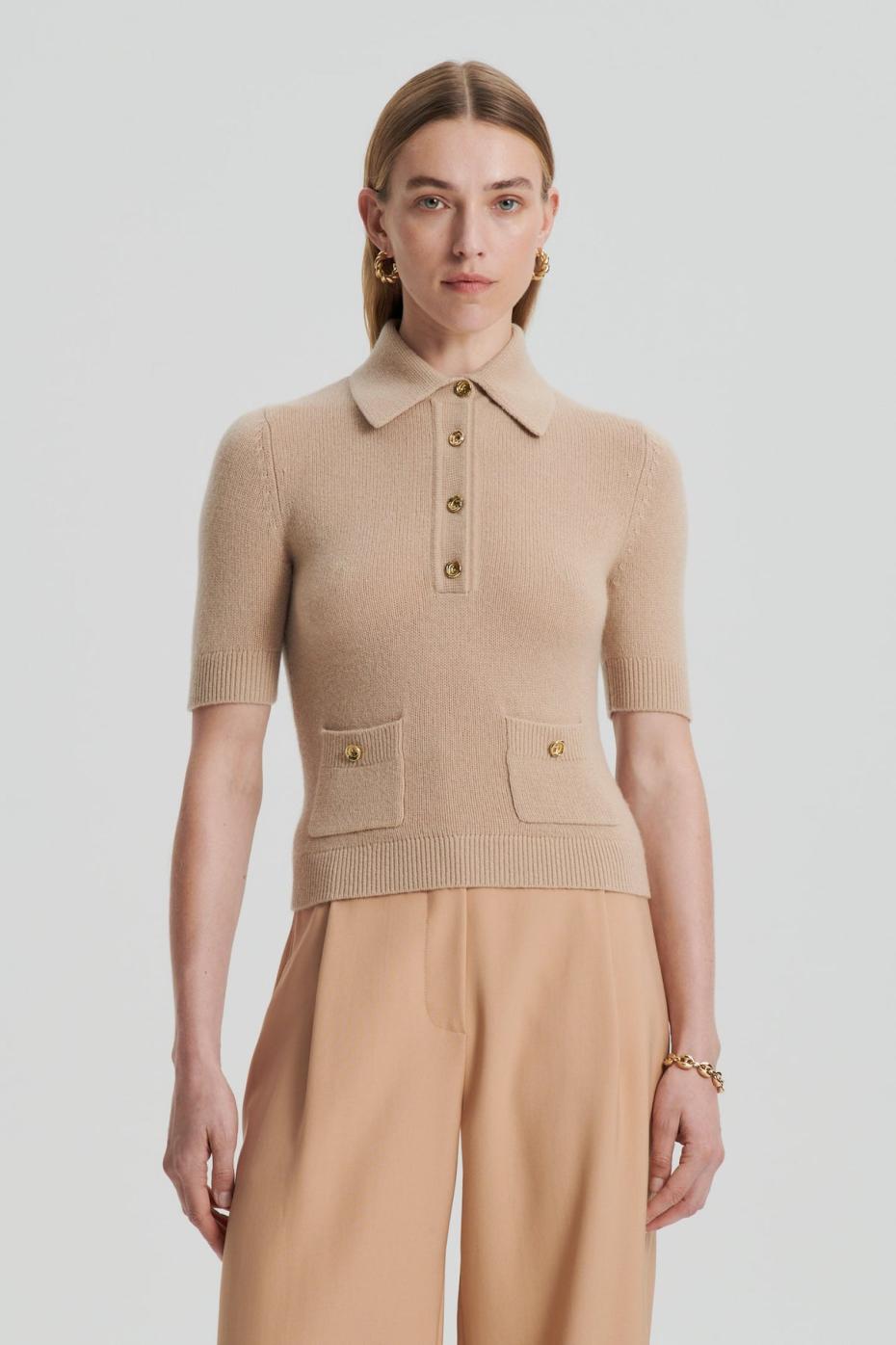 Sweaters | Women Scanlan Theodore CASHMERE SLIM FIT SHIRT Oat