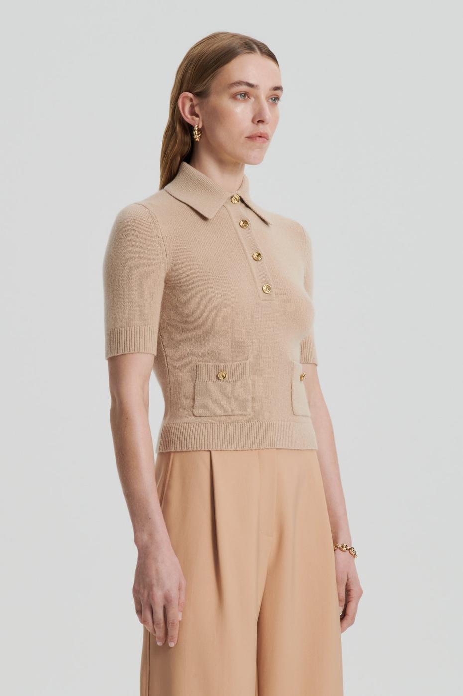 Sweaters | Women Scanlan Theodore CASHMERE SLIM FIT SHIRT Oat