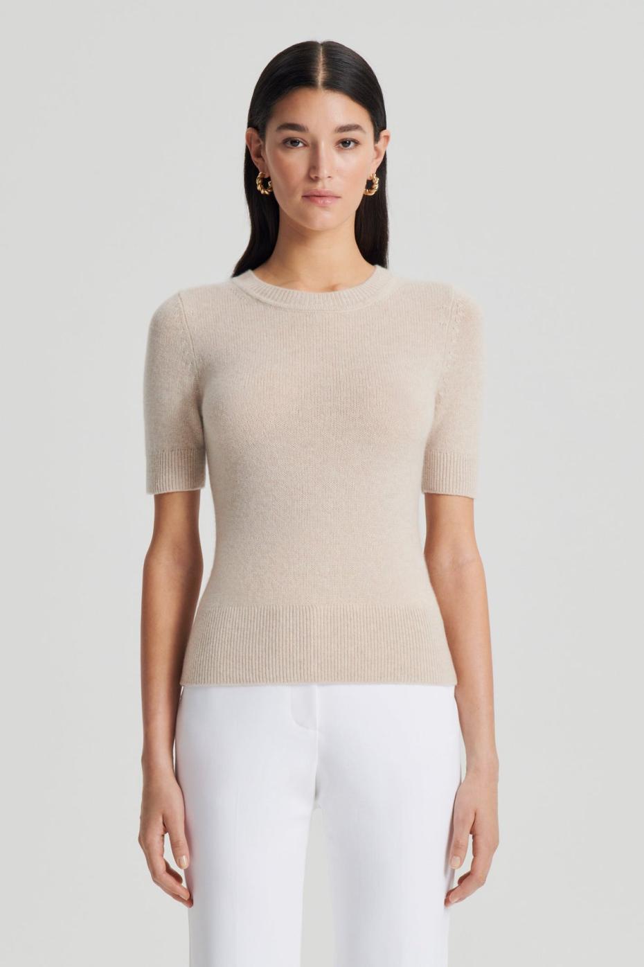 Sweaters | Women Scanlan Theodore CASHMERE SLIM FIT SWEATER 5 Wheat