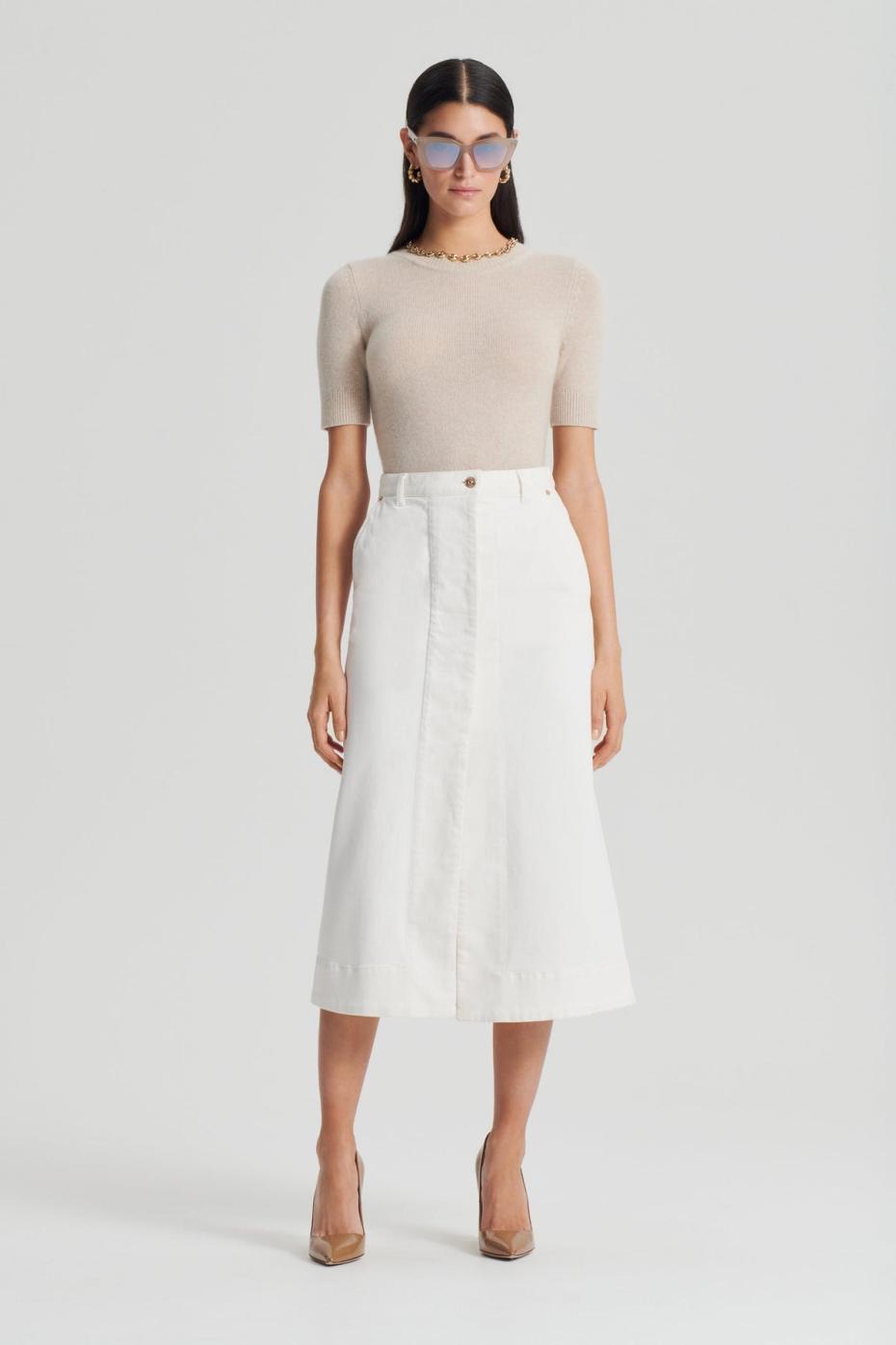 Sweaters | Women Scanlan Theodore CASHMERE SLIM FIT SWEATER 5 Wheat