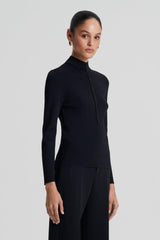 Sweaters | Women Scanlan Theodore CREPE KNIT BUTTON POLO SWEATER Black