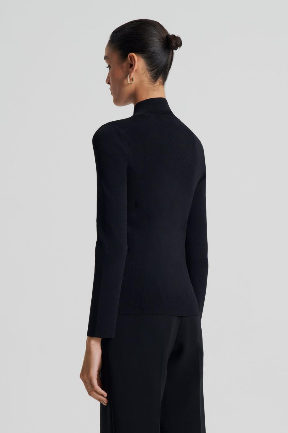 Sweaters | Women Scanlan Theodore CREPE KNIT BUTTON POLO SWEATER Black