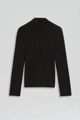 Sweaters | Women Scanlan Theodore CREPE KNIT BUTTON POLO SWEATER Black