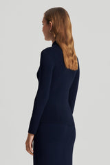 Sweaters | Women Scanlan Theodore CREPE KNIT BUTTON POLO SWEATER Navy