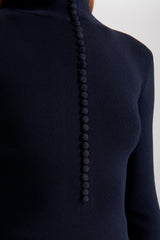 Sweaters | Women Scanlan Theodore CREPE KNIT BUTTON POLO SWEATER Navy
