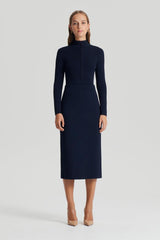 Sweaters | Women Scanlan Theodore CREPE KNIT BUTTON POLO SWEATER Navy