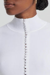 Sweaters | Women Scanlan Theodore CREPE KNIT BUTTON POLO SWEATER White