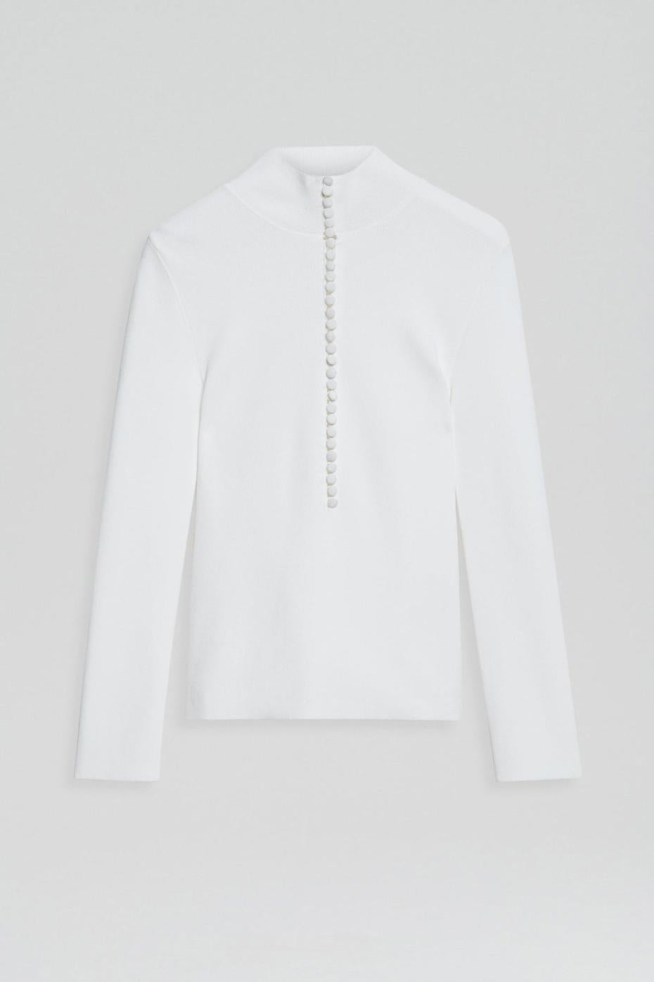Sweaters | Women Scanlan Theodore CREPE KNIT BUTTON POLO SWEATER White