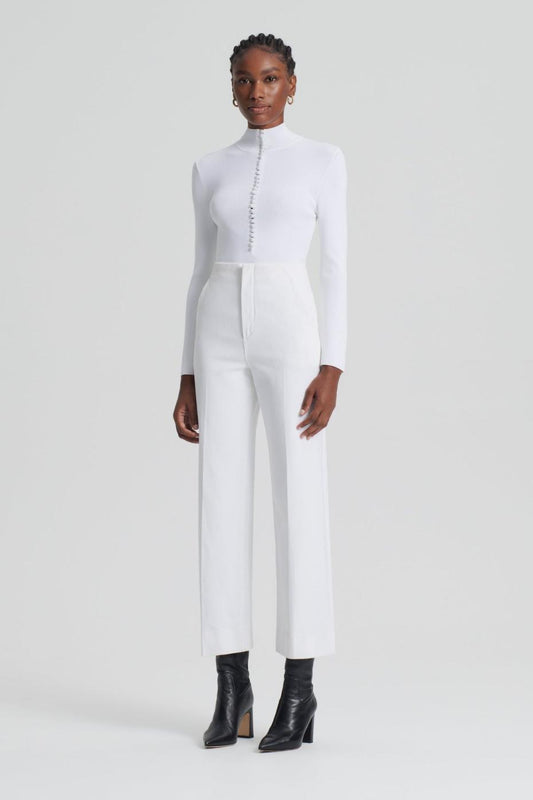 Sweaters | Women Scanlan Theodore CREPE KNIT BUTTON POLO SWEATER White