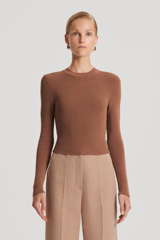 Sweaters | Women Scanlan Theodore CREPE KNIT CREW NECK SWEATER Spice