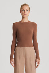 Sweaters | Women Scanlan Theodore CREPE KNIT CREW NECK SWEATER Spice