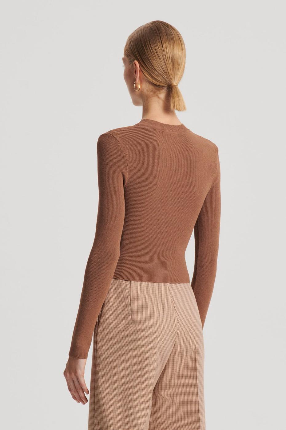 Sweaters | Women Scanlan Theodore CREPE KNIT CREW NECK SWEATER Spice