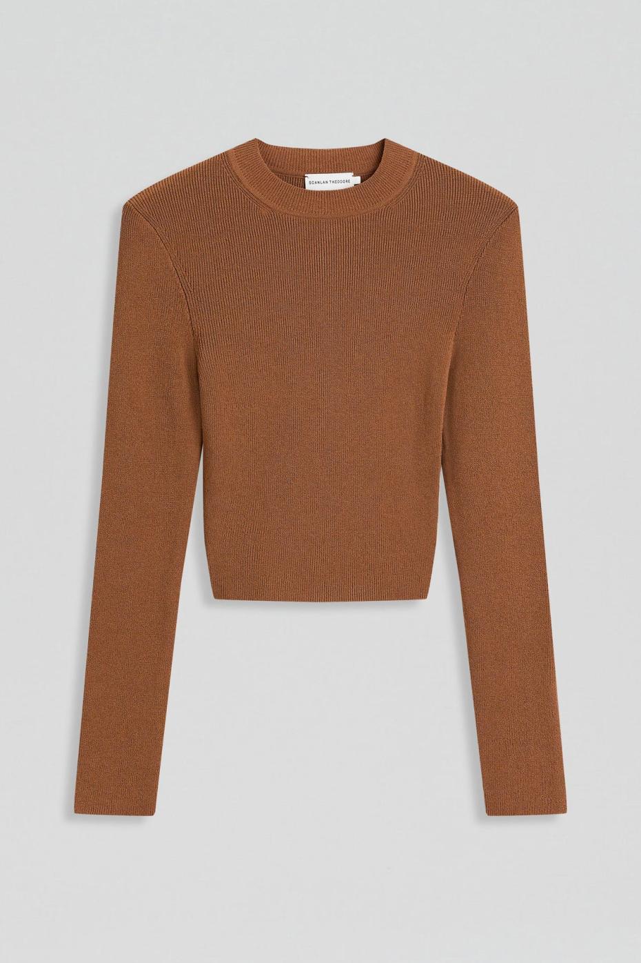 Sweaters | Women Scanlan Theodore CREPE KNIT CREW NECK SWEATER Spice