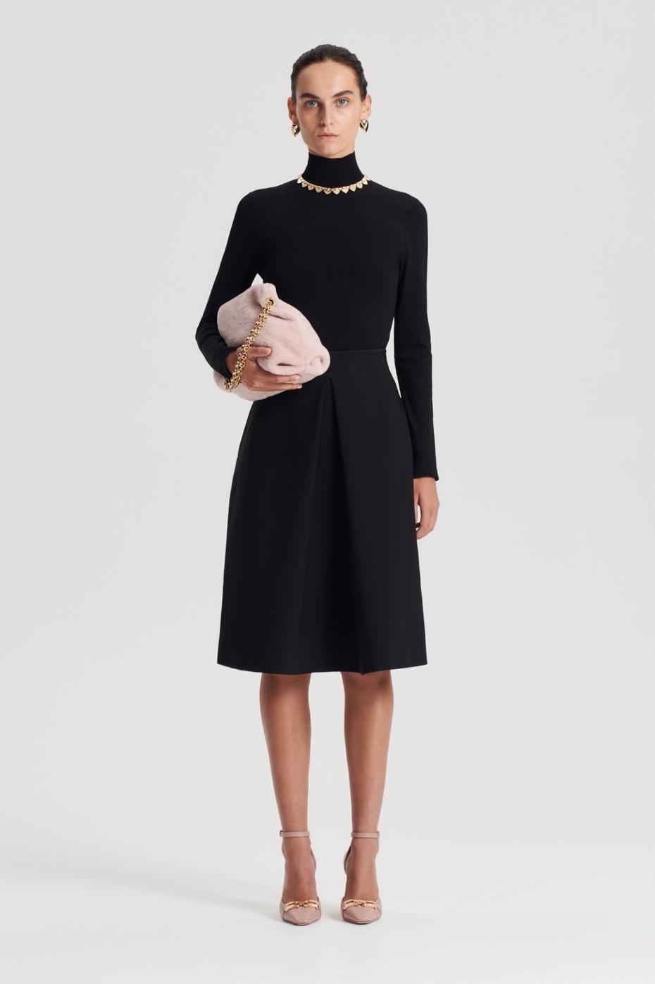 Sweaters | Women Scanlan Theodore MICRO KNIT LONG SLEEVE SWEATER Black