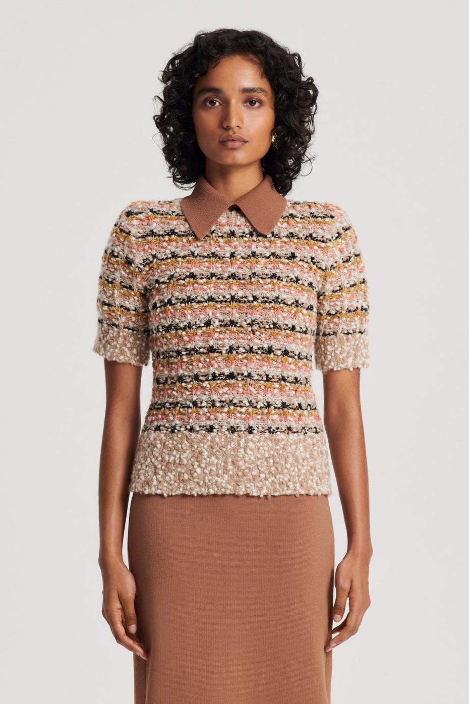 Sweaters | Women Scanlan Theodore STRIPE SLIM SWEATER Coral