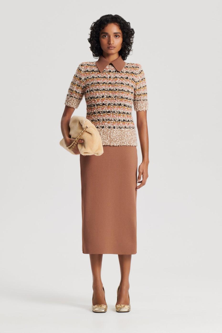 Sweaters | Women Scanlan Theodore STRIPE SLIM SWEATER Coral