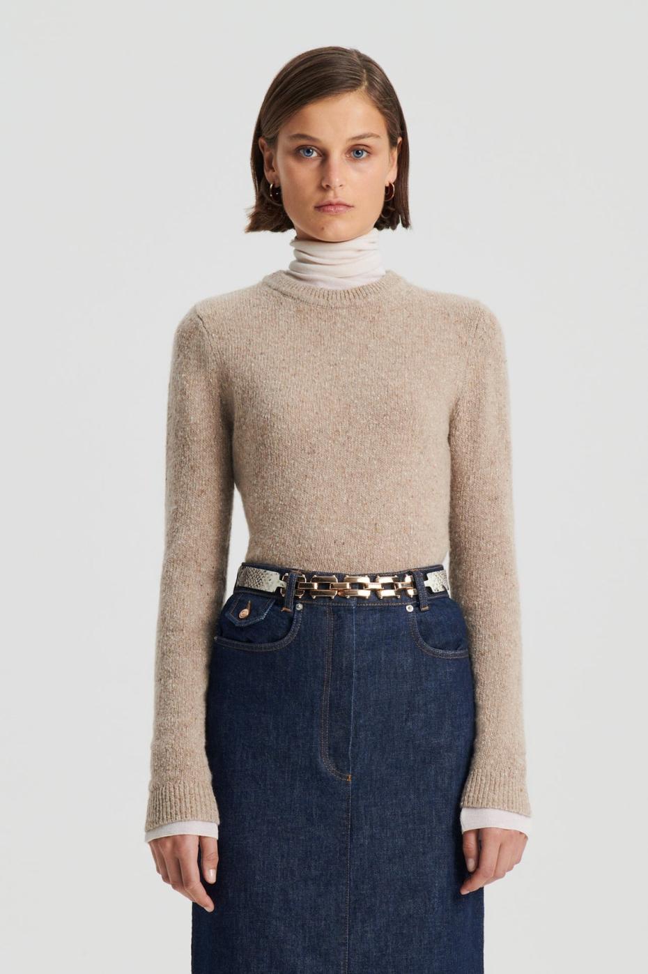 Sweaters | Women Scanlan Theodore TWEED SWEATER Taupe