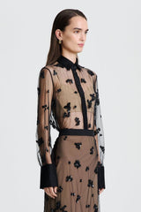 Tops | Women Scanlan Theodore BEADED TULLE SHIRT Black