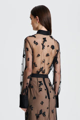 Tops | Women Scanlan Theodore BEADED TULLE SHIRT Black