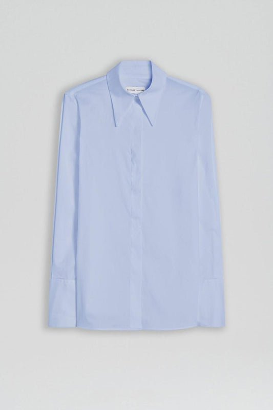 Tops | Women Scanlan Theodore COTTON SHIRT Pale Blue Missing Photos