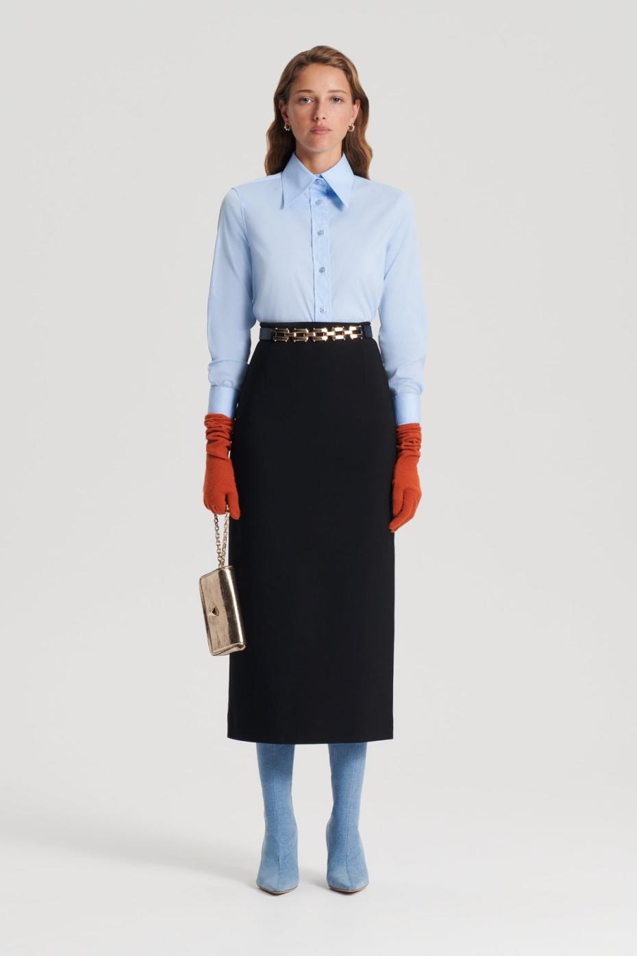 Tops | Women Scanlan Theodore COTTON SLIM FIT SHIRT Pale Blue