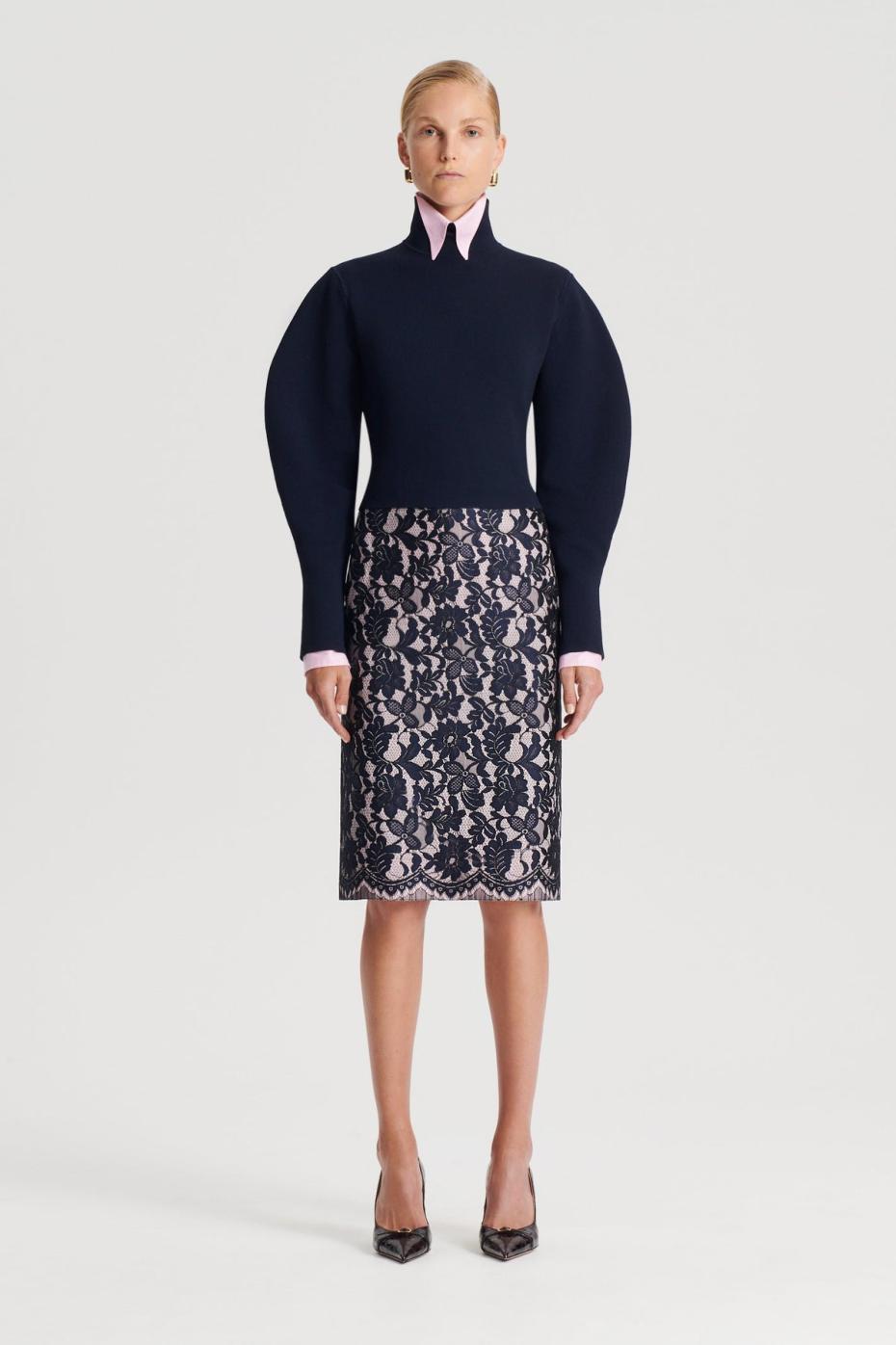 Tops | Women Scanlan Theodore CREPE KNIT COCOON SLEEVE SWEATER Navy