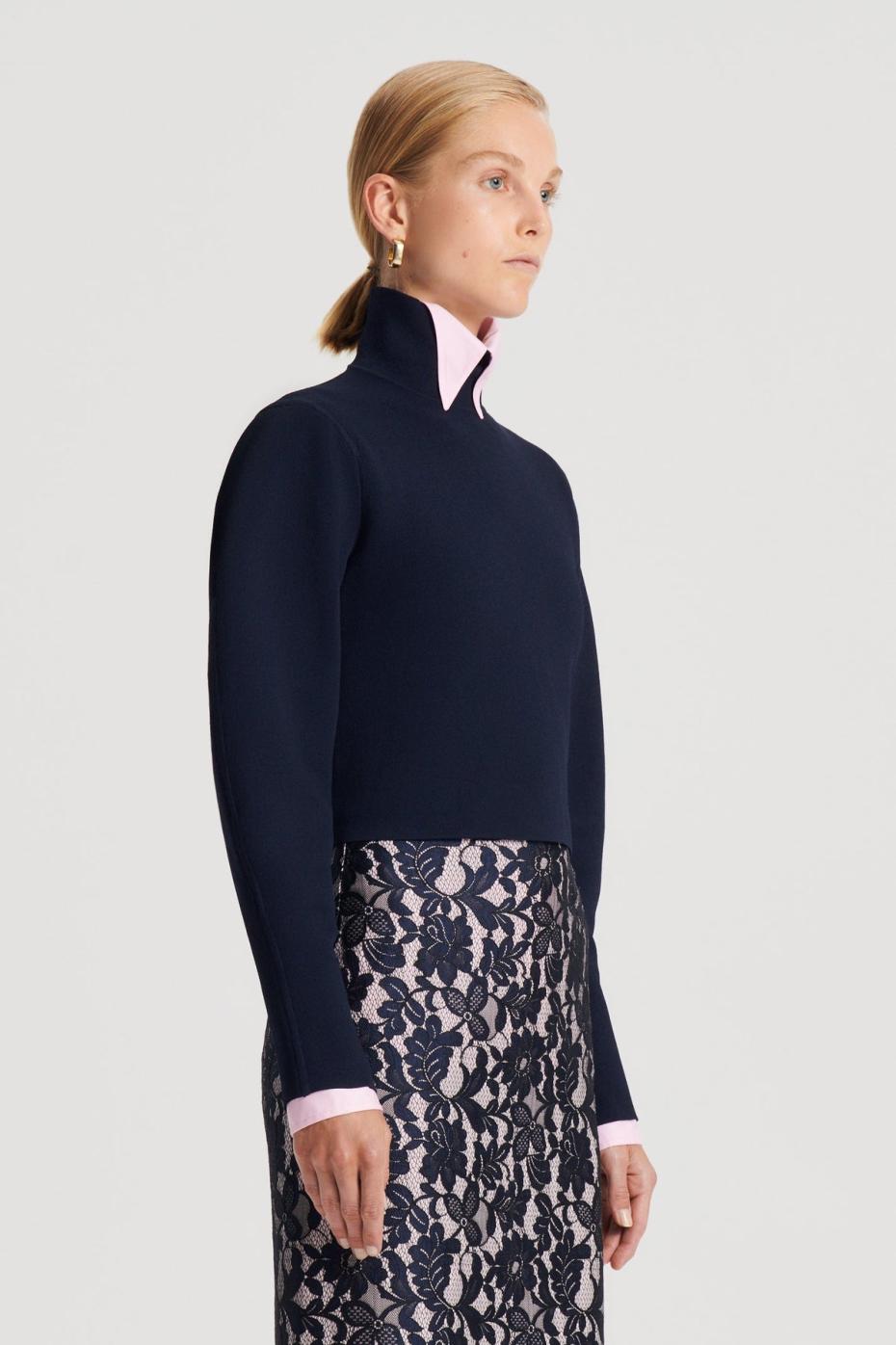 Tops | Women Scanlan Theodore CREPE KNIT COCOON SLEEVE SWEATER Navy