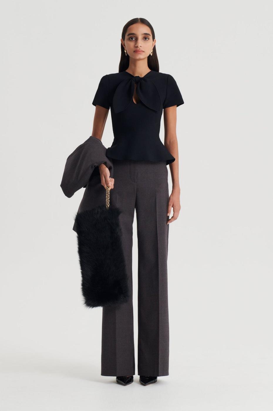 Tops | Women Scanlan Theodore CREPE KNIT CRAVAT TOP Black